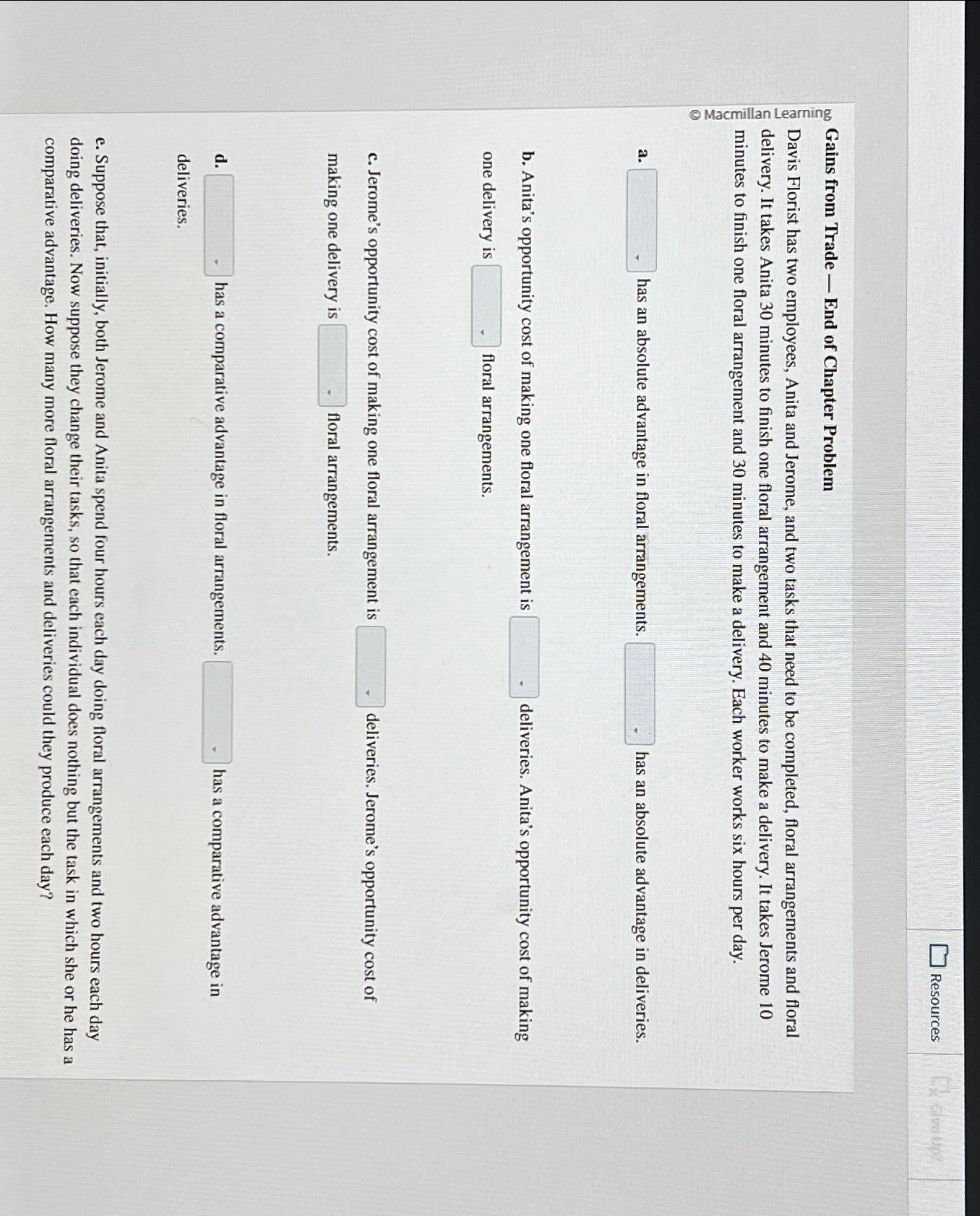 Solved ResourcesGains From Trade End Of Chapter Chegg Com