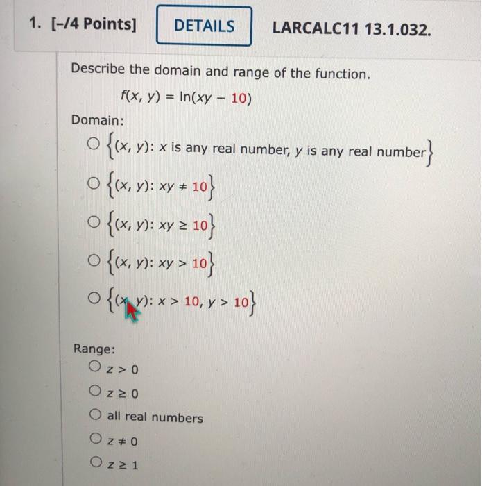 what is the domain of the function y x 10