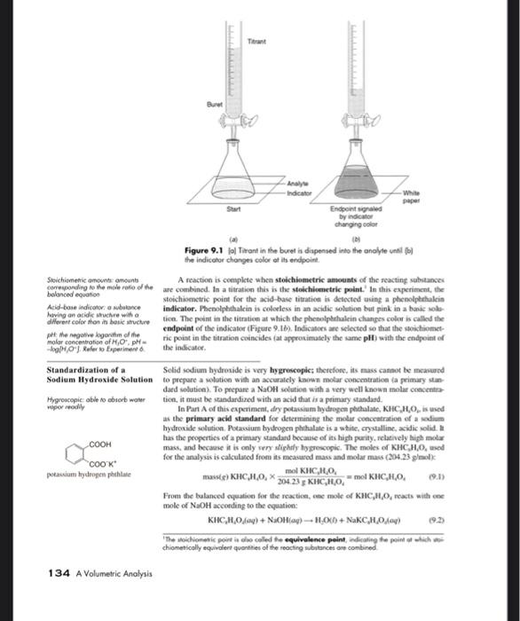 experiment 9 a volumetric analysis pre lab quizlet