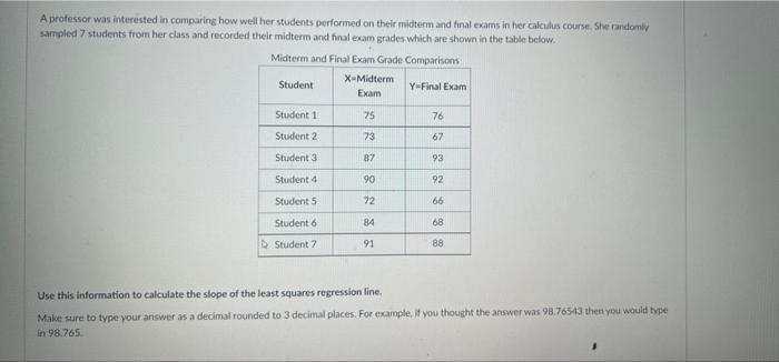 Solved A professor was interested in comparing how well her | Chegg.com