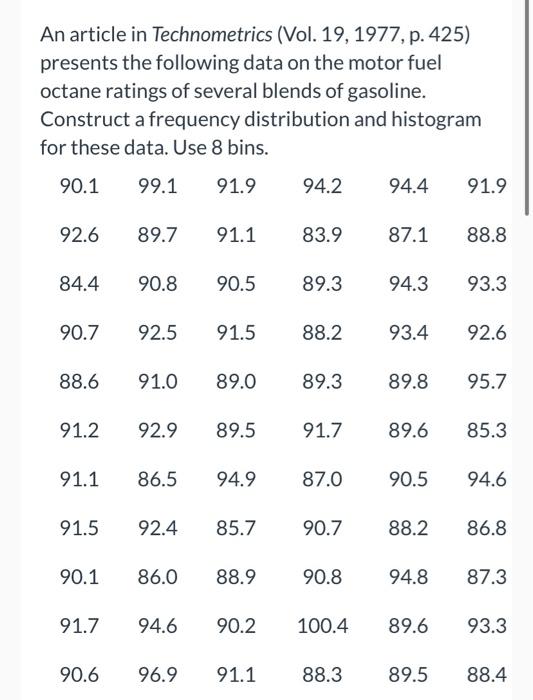 An article in Technometrics (Vol. 19, 1977, p. 425) | Chegg.com
