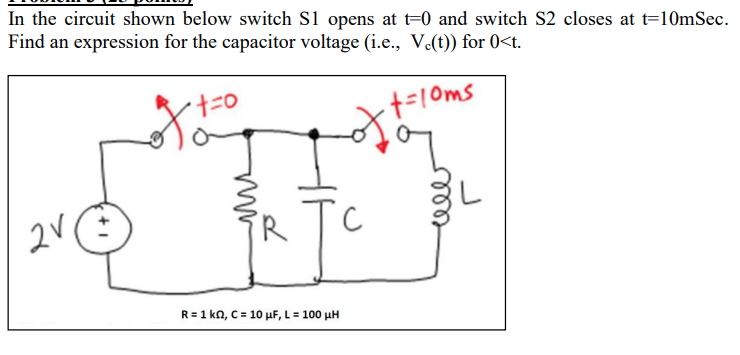 Solved In ﻿the circuit shown below switch S 1 ﻿opens at t=0 | Chegg.com