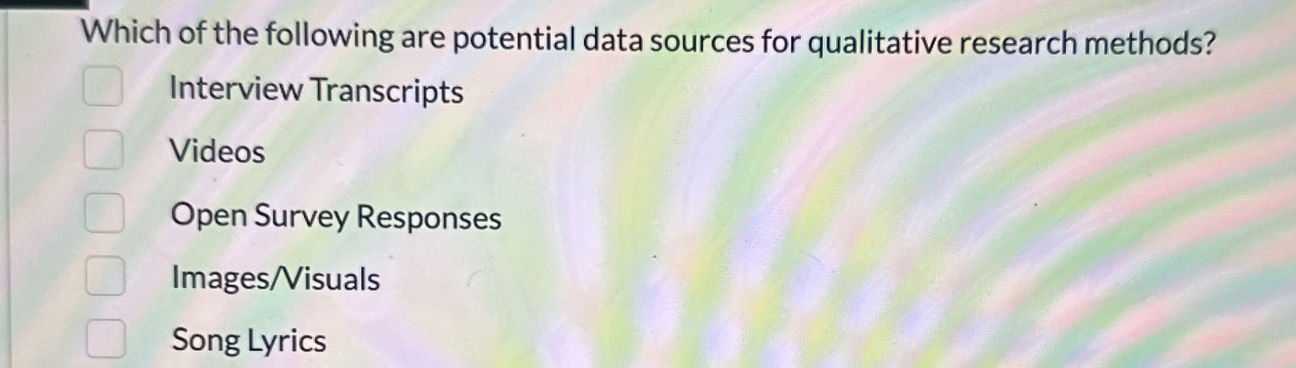 Solved Which of the following are potential data sources for | Chegg.com