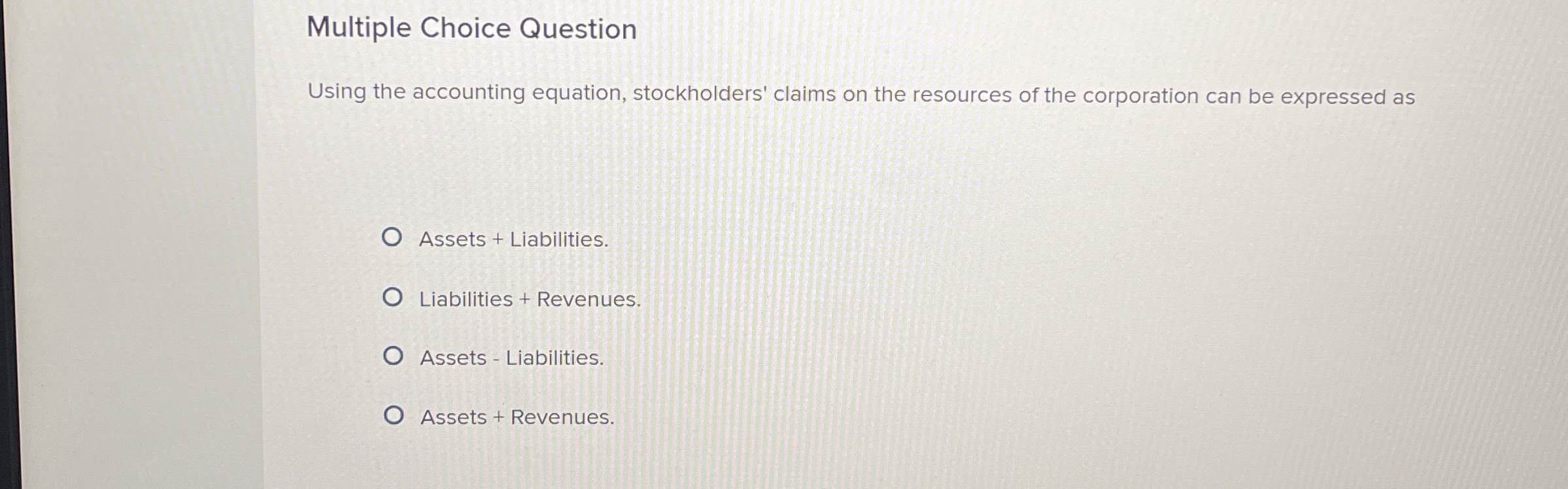 Solved Multiple Choice QuestionUsing the accounting | Chegg.com