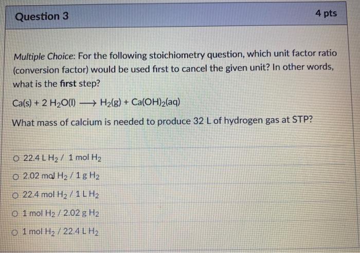 Solved Question 3 4 pts Multiple Choice: For the following | Chegg.com