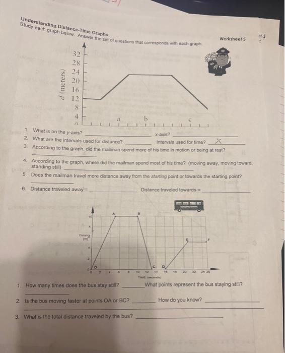 Motion Graphs (Distance Time Graphs) - Worksheet