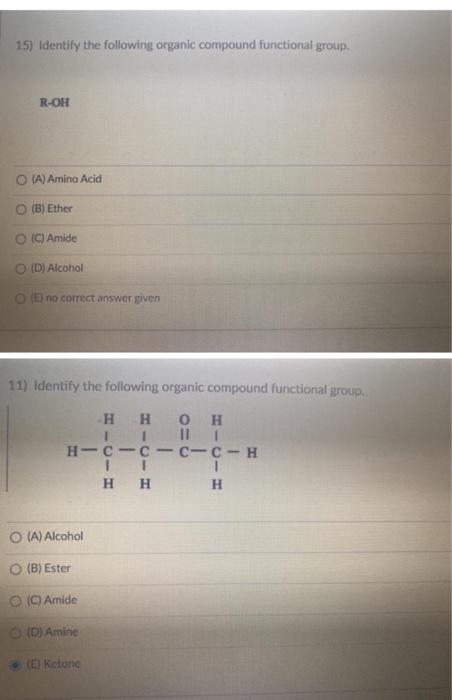 Solved 15) Identify the following organic compound | Chegg.com