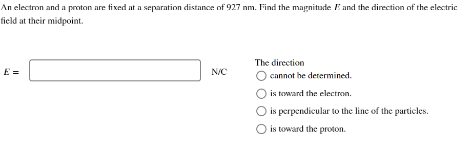 Solved An electron and a proton are fixed at a separation | Chegg.com