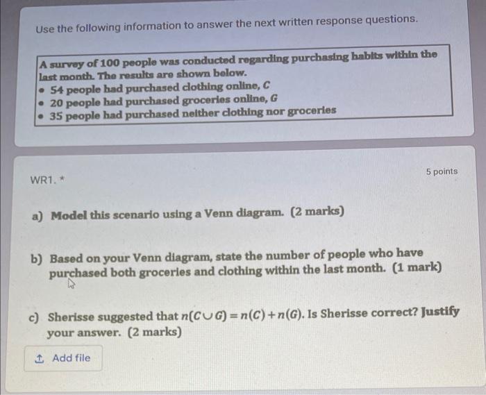 Solved Use the following information to answer the next | Chegg.com