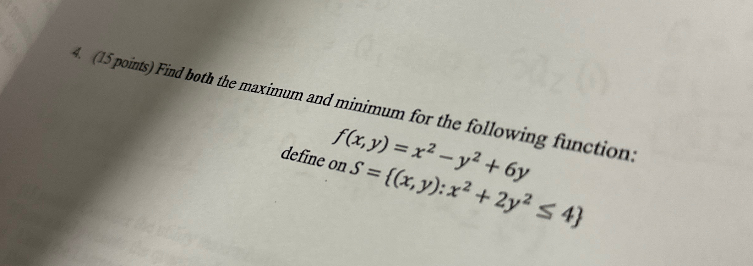 Solved (15 ﻿points) ﻿Find both the maximum and minimum for | Chegg.com