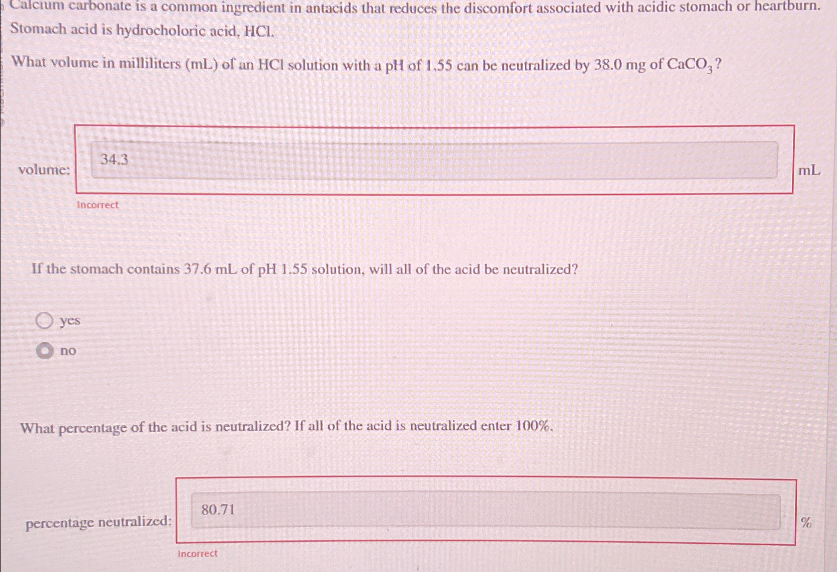 Solved Calcium carbonate is a common ingredient in antacids