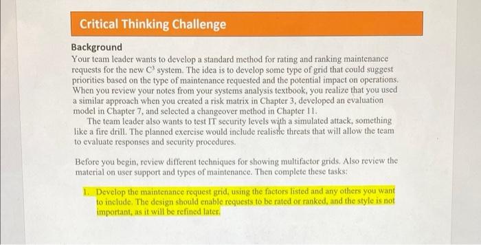 Solved Critical Thinking Challenge Background Your team | Chegg.com