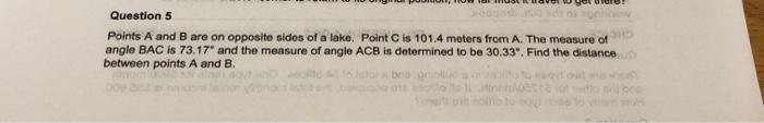 Solved Question 5 Points A and B are on opposite sides of a | Chegg.com
