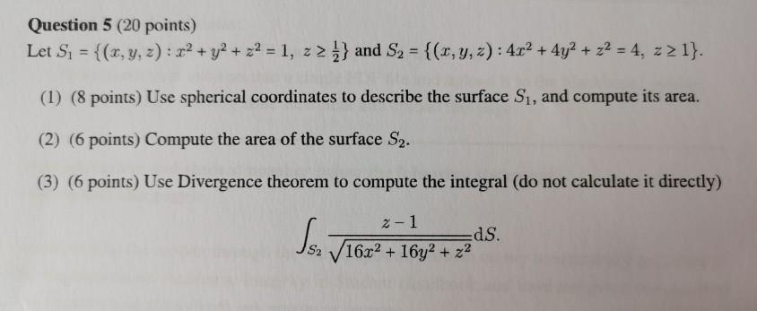 Solved Question 5 Points Let S X Y Z X2 Y2 Chegg Com