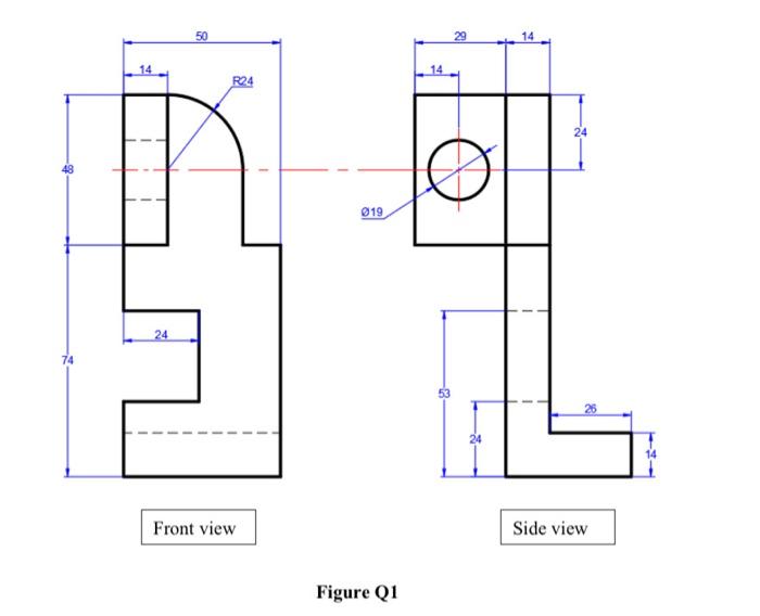 Solved Front view Side view Figure Q1 | Chegg.com