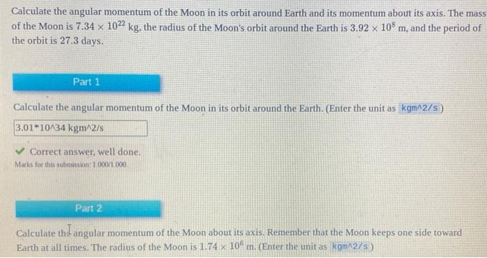 Solved Calculate the angular momentum of the Moon in its | Chegg.com