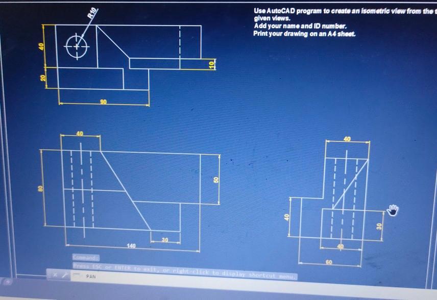 Solved R10 Use AutoCAD program to create an isometric view | Chegg.com