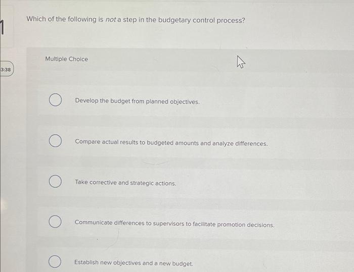 Solved Which of the following is not a step in the budgetary | Chegg.com