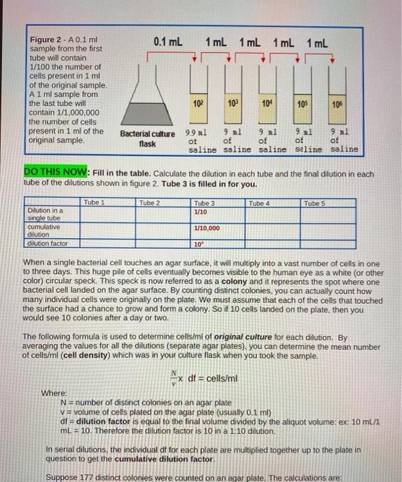 Solved 0.1 mL 1 ml 1 mL 1 ml 1 mL Figure 2 - A 0.1 ml sample | Chegg.com