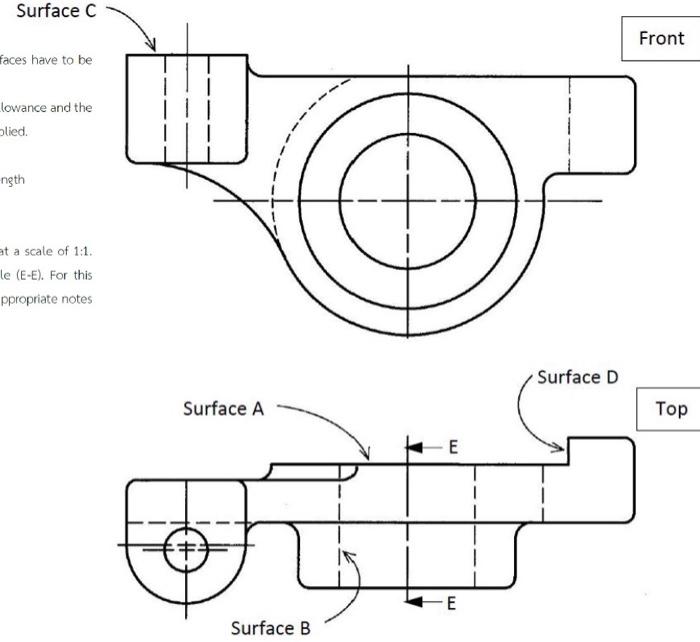 Solved Rocker Arm at a scale of 1:1 is made from iron | Chegg.com