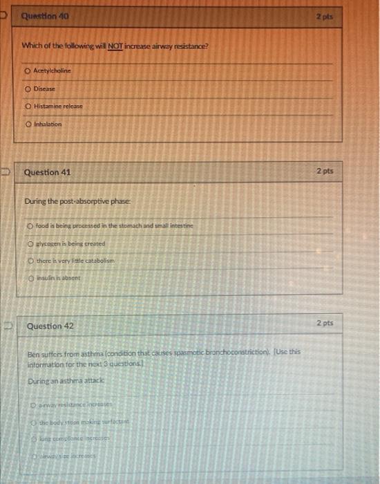 Solved Question 40 2 pts Which of the following will NOT | Chegg.com
