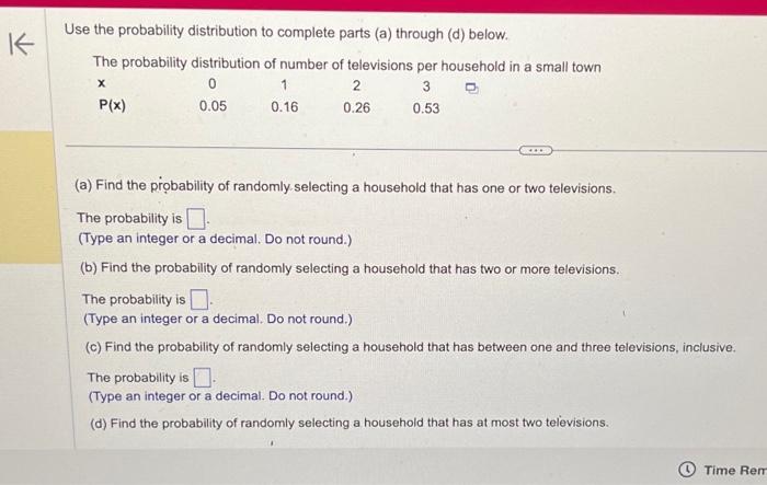 Solved Use The Probability Distribution To Complete Parts | Chegg.com