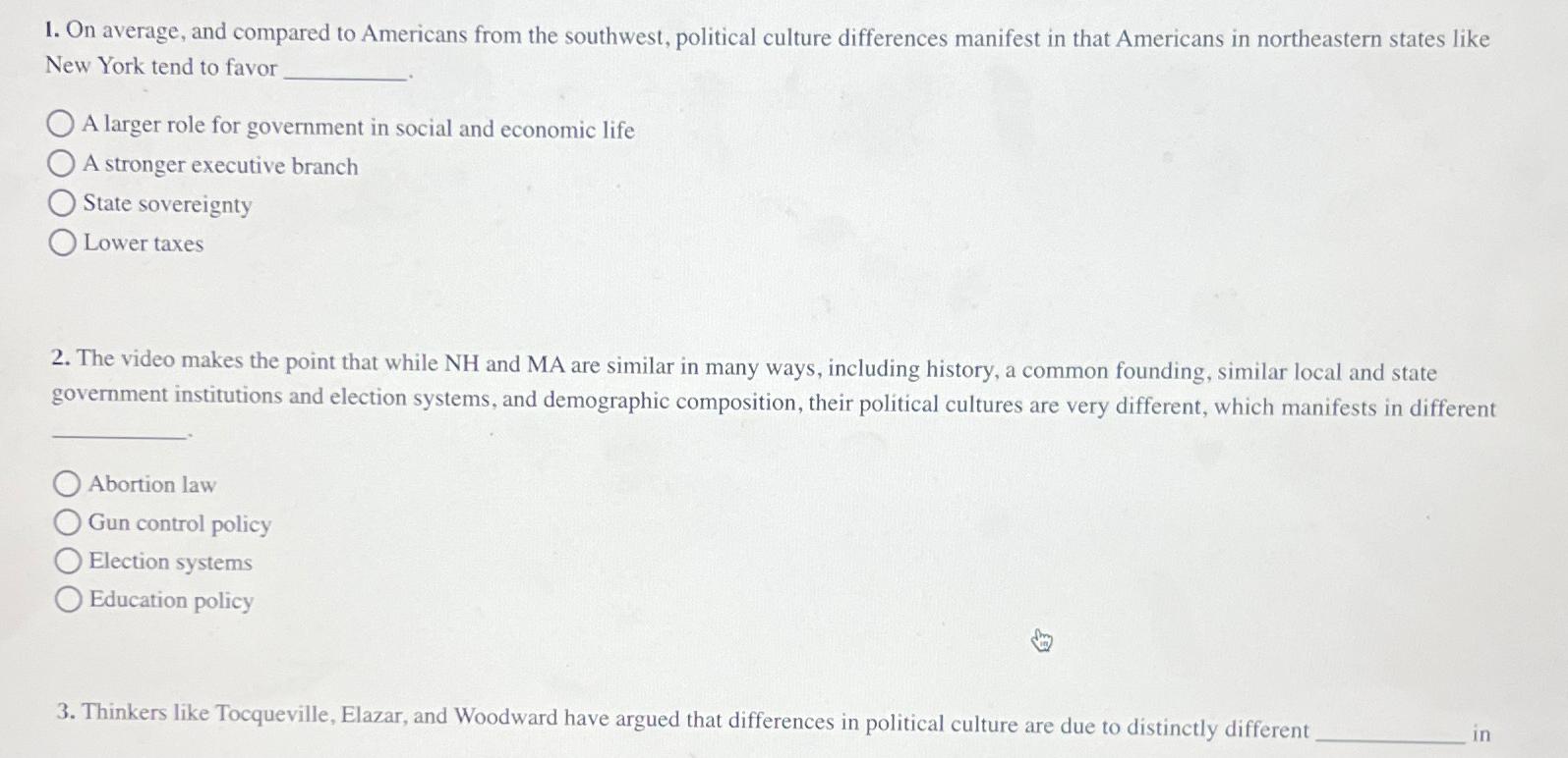 Solved On average, and compared to Americans from the | Chegg.com, image size:1595x772