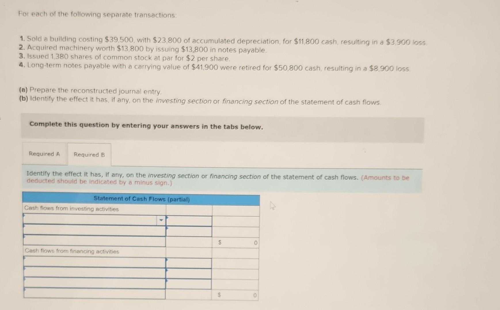 Solved For Each Of The Following Separate Transactions: 1. | Chegg.com