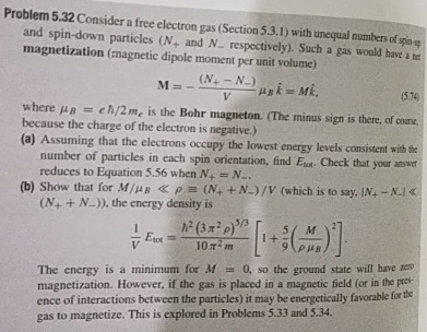 Solved Problem 5.32 ﻿Consider a free electron gas (Section | Chegg.com