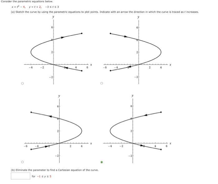 Solved Consider the parametric equations below. | Chegg.com