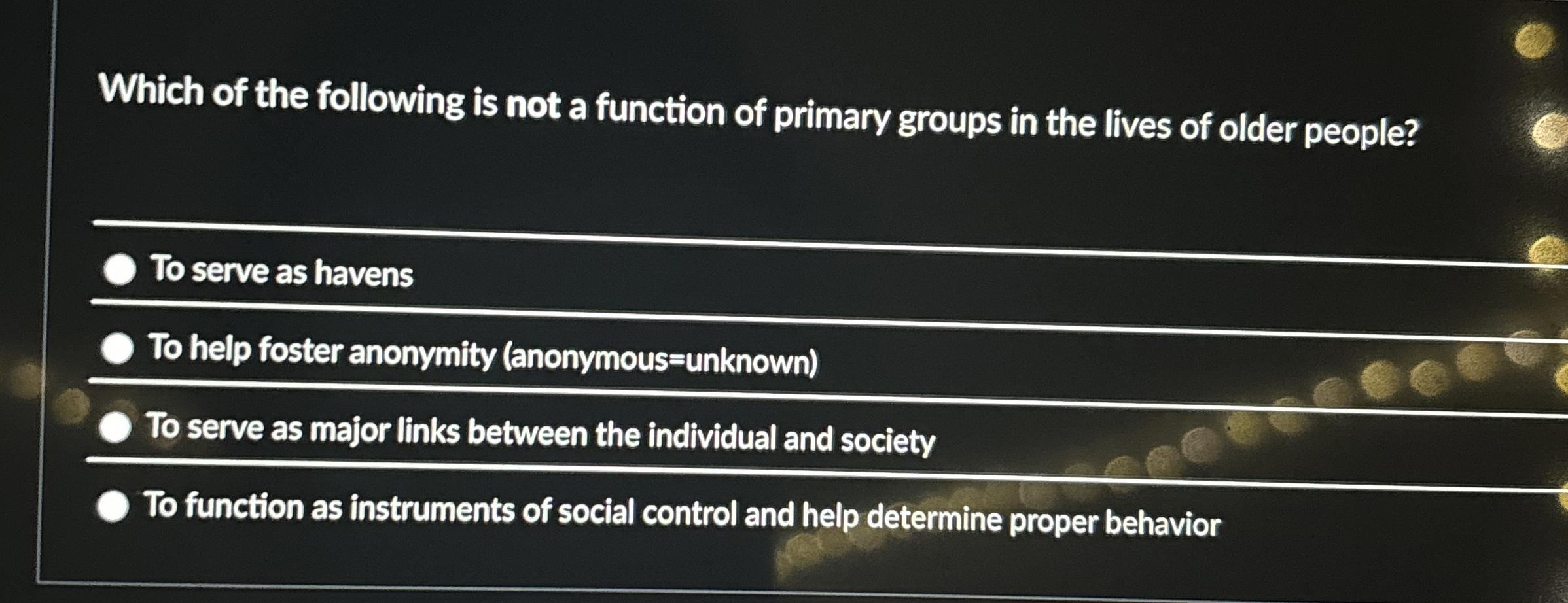 Solved Which of the following is not a function of primary