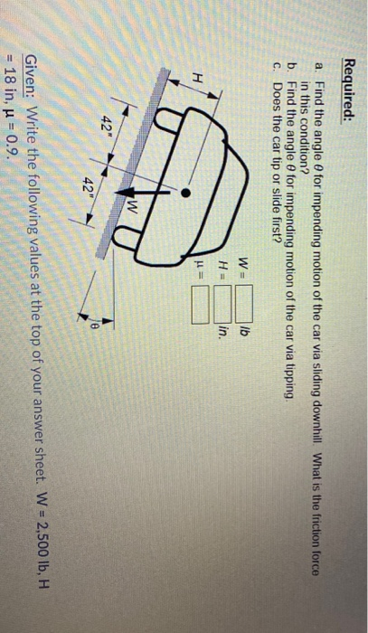 Solved Required A Find The Angle 0 For Impending Motion Chegg Com