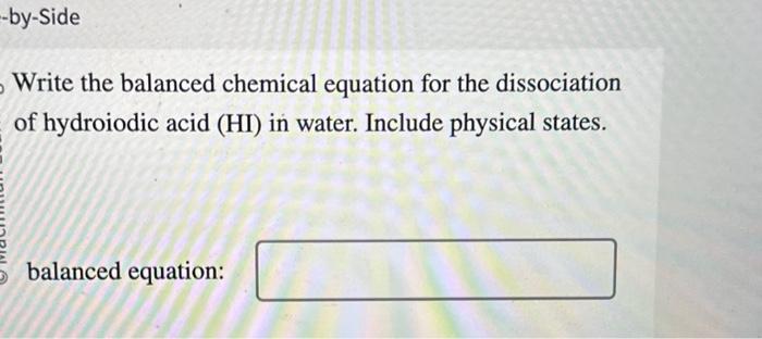 Solved Write the balanced chemical equation for the | Chegg.com