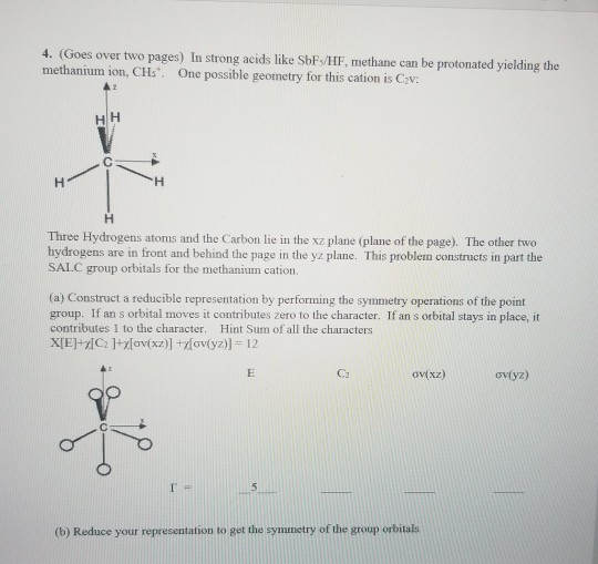 Methanium 4. (Goes over two pages) In strong acids like SbF/HF, | Chegg.com