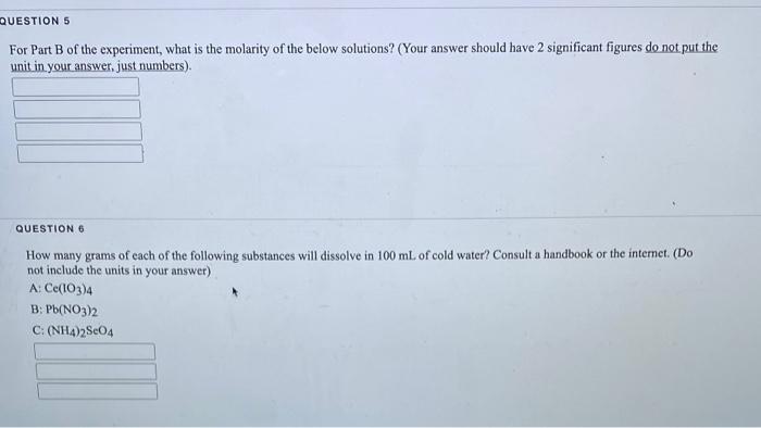 Solved QUESTIONS For Part B Of The Experiment, What Is The | Chegg.com