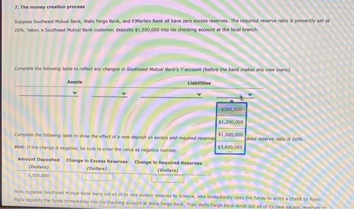 Solved 7. The Money Creation Process Suppose Southeast | Chegg.com