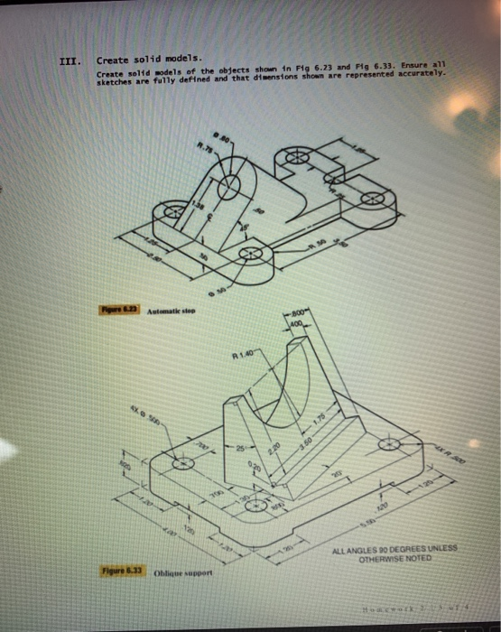 Draw Solid Model III. Create solid models. Create solid models of the | Chegg.com