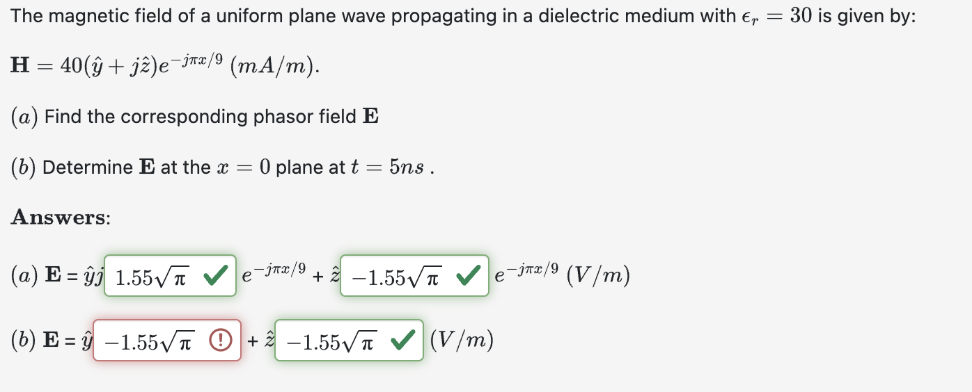Solved The magnetic field of a uniform plane wave | Chegg.com