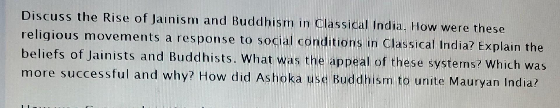 Discuss the Rise of Jainism and Buddhism in Classical | Chegg.com
