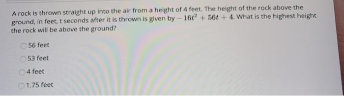 Solved A rock is thrown straight up into the air from a | Chegg.com