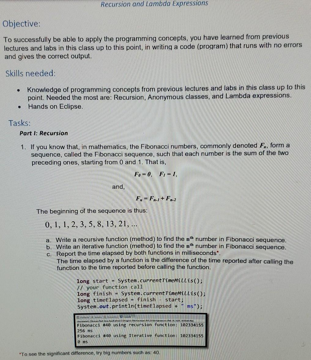 Solved Recursion and Lambda Expressions Objective: To | Chegg.com