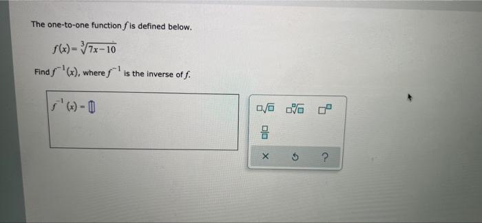 Solved The one-to-one function fis defined below. | Chegg.com
