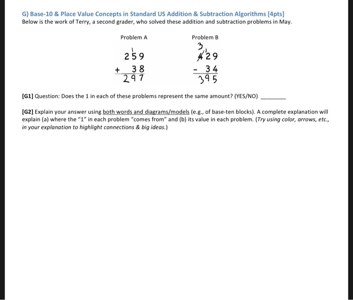 Solved G) Base-10 & Place Value Concepts In Standard Us 