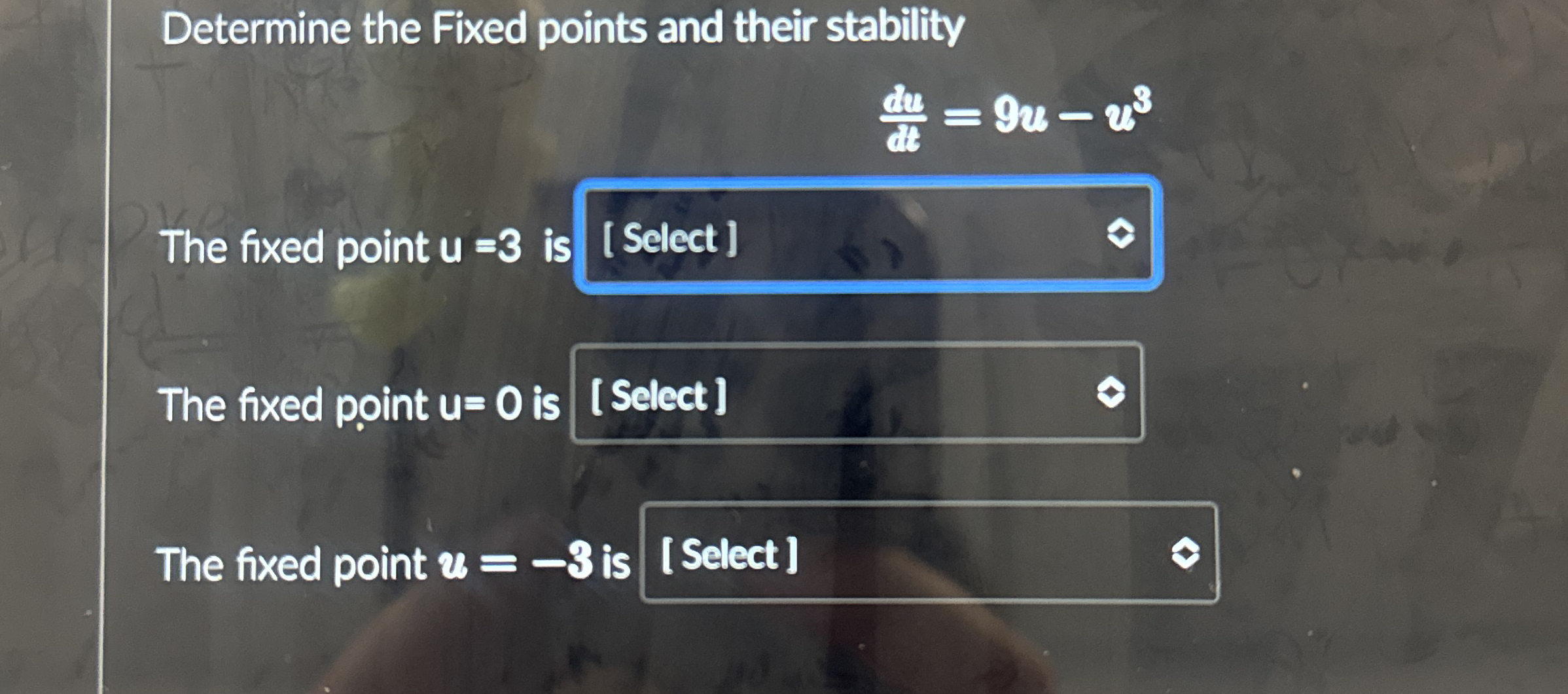 Determine the Fixed points and their