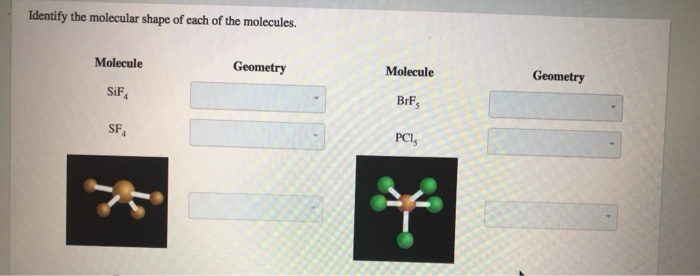 Solved Identify the molecular shape of each of the | Chegg.com