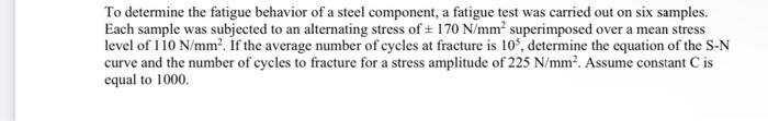 Solved To determine the fatigue behavior of a steel | Chegg.com