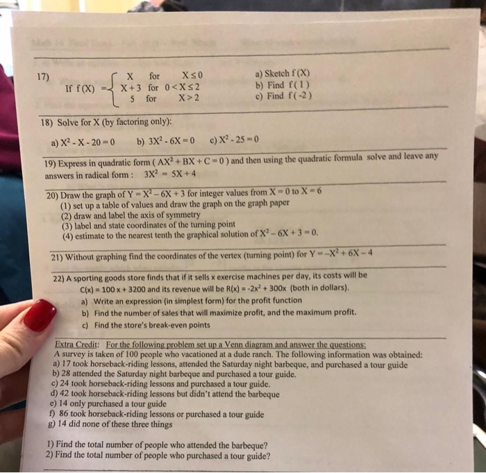 17 If F X X For Xs0 X 3 For 0 X S2 5 For X 2 Chegg Com