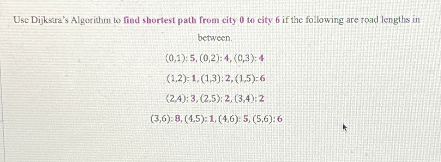 Solved Use Dijkstra's Algorithm to find shortest path from | Chegg.com