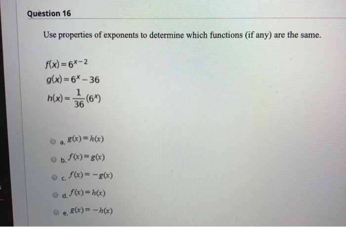 Solved Question 16 Use Properties Of Exponents To Determi Chegg Com