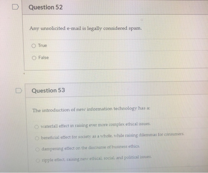 Solved Question 52 Any unsolicited e-mail is legally | Chegg.com